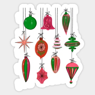 Pink and green mod ornaments Sticker